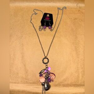 Paparazzi Silver Necklace with Purple and Pink Charms